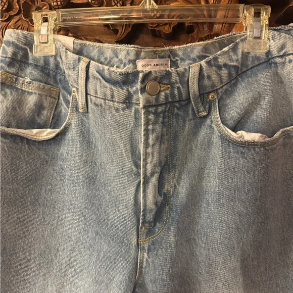 NWT Good American 90’s Icon Straight Leg Distressed Denim Jeans 12/31 - Picture 3 of 8